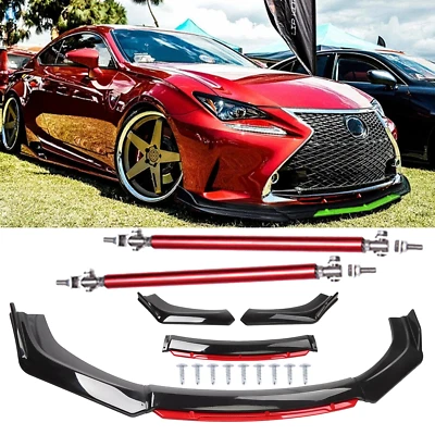 Front Bumper Lip Red Layer Splitter Spoiler Black +Red For Lexus ES250 ES300 Foto 1 de 4