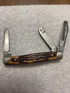 Vintage Camillus Pocket Knife Wormwood Handle - New York USA - 3 Blade