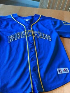 MAJESTIC BREWERS BRAUN #8 BESTICKTES JERSEY JUGENDGRÖSSE 10 12 - Bild 1 von 6