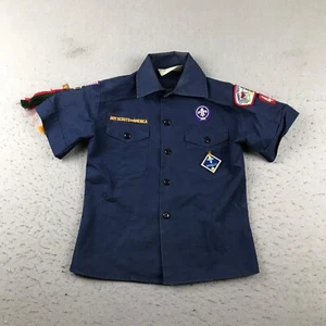 Boy Scouts Of America Shirt Boys Small Blue Centennial Uniform Button Up Patch * - Picture 1 of 15