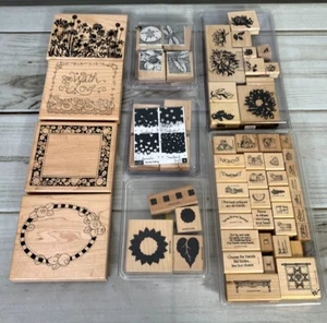 Large Lot of Block Stamps Friends Floral Holiday Love Dragon Fly Sand Dollar - Picture 1 of 8