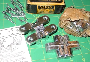 4 SOSS Invisible 208 Hinges 7/8″ to 1″ Thick Metal Wood Doors 2 Pair Lot NOS USA - Picture 1 of 22