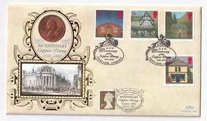 U.K, 1997 Bicentenary of Copper Penny Coin Cover (Benham) + COA - Picture 1 of 3