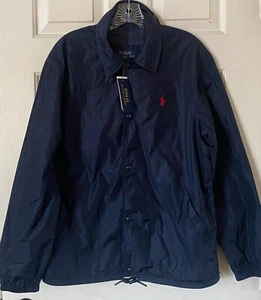 $148 NWT Mens Polo Ralph Lauren Recycled Snap Placket Windbreaker Jacket Navy - Picture 1 of 4