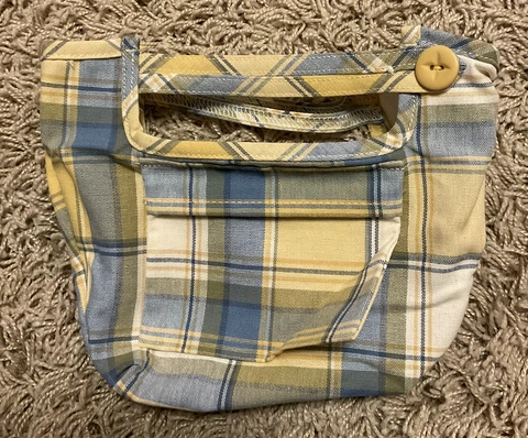 Longaberger Little Boardwalk Basket Liner Cornflower Plaid Cover