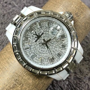 ToyWatch Women Diamonds Dial Gemstone Plasteramic Bracelet Quartz Watch 6 1/4" - Picture 1 of 13