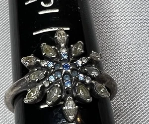 Authentic Pandora 925 Crystal Snowflake Ring Sz6 As Is Read Description - Picture 1 of 6