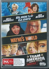 BLADES OF GLORY / WAYNE'S WORLD/TEAM AMERICA - 3-DISC DVD- NEW+SEALED FREE POST