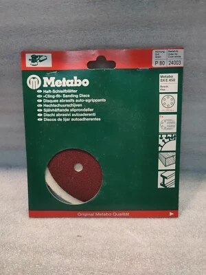 5 hojas abrasivas adhesivas Metabo 150 mm, grano: P 80, 6 agujeros, serie... 624003000 Foto 1 de 4