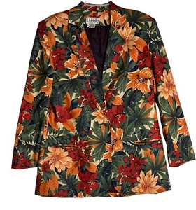 Vintage Rafaella Floral Linen Blend Blazer Woman’s Size 12 - Picture 1 of 10
