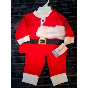 Carter's Baby 3M Weihnachtsmann Weihnachten Outfit 3-teiliges Set Pyjama Mütze Neu mit Etikett - Bild 1 von 9