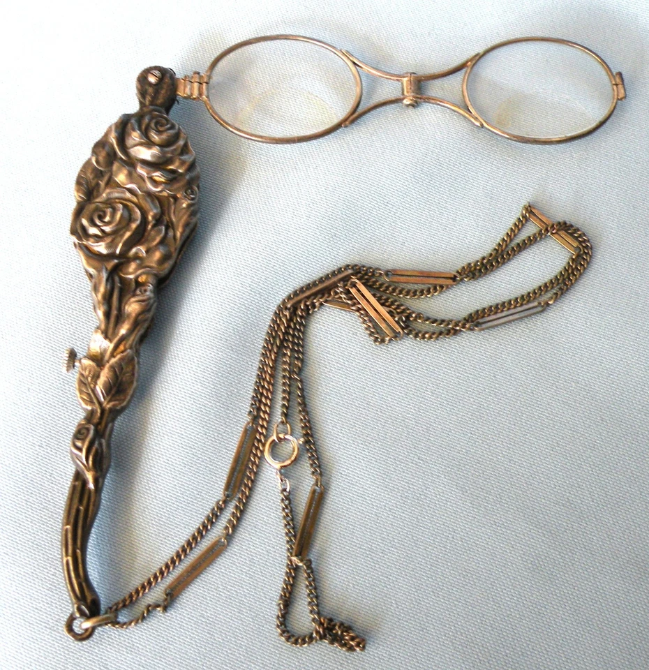 ART NOUVEAU ANTIGUO LORGNETTE Unger Brothers ROSAS Marcado 925 Foto 1 de 4