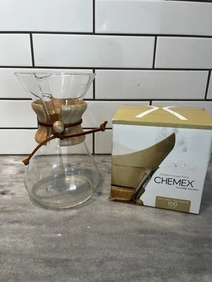Collar de madera para cafetera Chemex Glass de 9 pulgadas + filtros Chemex Foto 1 de 4