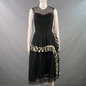 Vestido de cóctel SIMONE ROCHA talla 6 negro blanco mezcla viscosa malla imitación perlas - Imagen 1 de 12