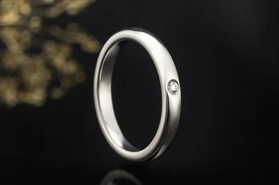 Tiffany & Co. Ring Elsa Peretti Solitär Bandring Diamant in 950er Platin Schmuck - Bild 1 von 4