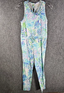 Lilly Pulitzer Girls Vala Jumpsuit XL (12-14) Shell of a Party Blue Teal Pink - Picture 1 of 7