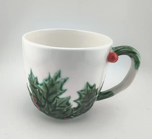 1950er Lefton weiße Stechpalme Beere Vintage Weihnachten Urlaub Kaffee Tee Becher Tasse - Bild 1 von 9