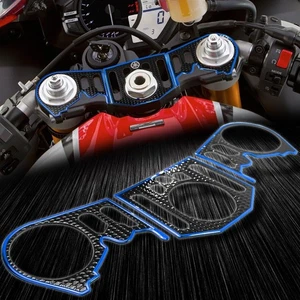 Handle Bar Yoke Cover Protector Perforated Black Sticker 12-14 YZFR1 Chrome Blue - Picture 1 of 4