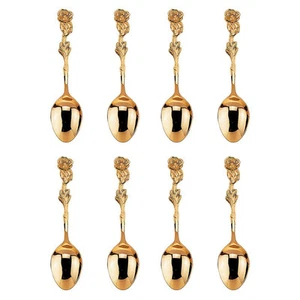 Nuevo juego de cucharas Demitasse enchapadas en oro para 8 café de té alto Demi rosa fino Japón - Imagen 1 de 1