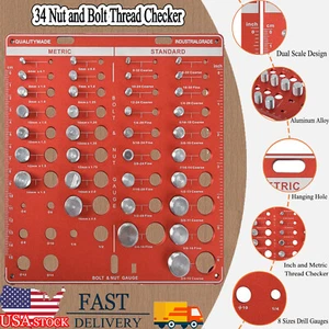 34 Nut and Bolt Thread Checker Standard and Metric Bolt and Nut Identifier Gauge - Picture 1 of 17