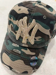 NY New York Camouflage Distressed Hut Hand mit 375+ Swarovski Kristallen besetzt - Bild 1 von 4