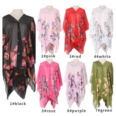 Frauen Strand Cover Up Poncho Strand Kleid Sommer Badeanzug Bikini Kaftan / - Bild 1 von 4