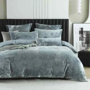 Ody Silver Velvet Queen King Super Quilt Doona Cover Set - Picture 1 of 6