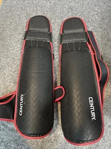 Century Martial Arts Shin Guards Brave MMA Size Lg/ XL Black Red Grab Tab - Picture 1 of 4