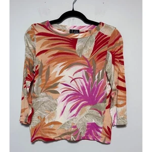 Lynn Ritchie Seidenmischung Tropischer Druck Top Größe Medium Luxus Küste Luxe Chic - Bild 1 von 4