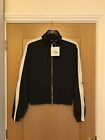 Missguided Black Shell Side Stripe Zip Track Top Tracksuit Jacket Size Uk 6  New