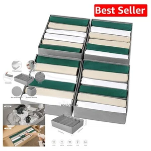 Elegant 4-Pack T-Shirt Drawer Organizers - 6 Grids for Optimal Clothing Storage - Picture 1 of 9