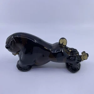 Heisey Glass Animal Figurine by Dalzell Viking Bull In Nut Brown - Picture 1 of 11