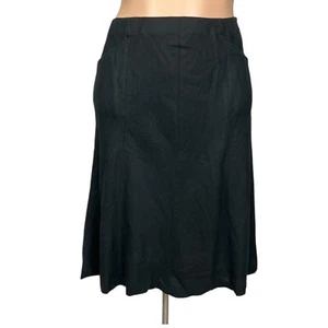 J Jill Womens Petite Linen A Line Midi Skirt Black Pockets Side Zip size XL - Picture 1 of 10