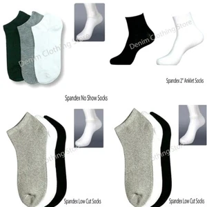 48 Pair Lot Men Women Ankle Quarter Low Cut Solid Plain Stretchy Socks Wholesale - Picture 1 of 5