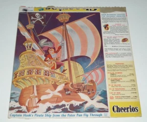 1955 CHEERIOS Cereal Box w/ Disneyland Park Lightup #8 PETER PAN PIRATE SHIP - Picture 1 of 2