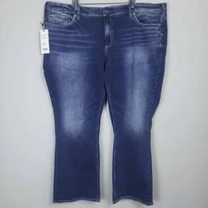 Silver Jeans Co 24 Suki Curvy Denim Jeans Indigo Blue Slim Boot Cut Mid Rise NWT - Picture 1 of 7