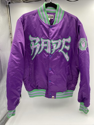 A BATHING APE (BAPE) BAPE A Bathing Ape Satin Purple Varsity Jacket