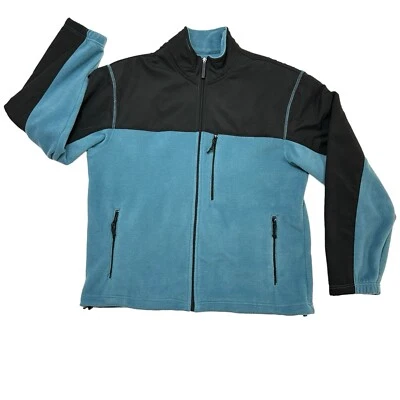 Reel Legends FLEECE JACKET Mens Large Blue Black Full Zip Hand/Chest Zip Pockets - Image 1 of 4