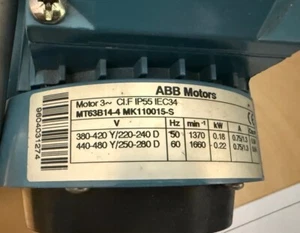 ABB MT63B14-4 MK110015-S 0.18kW 3 PHASE AC Electric Motor Star Delta - Picture 1 of 6