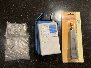 Ethernet And BNC Tester, Punch Down Tool, 15x BNC Compression Fittings Lot - Picture 1 of 9