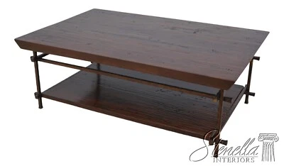 61617EC: Rustic Modern Form Iron & Wood Coffee Table - Image 1 of 4