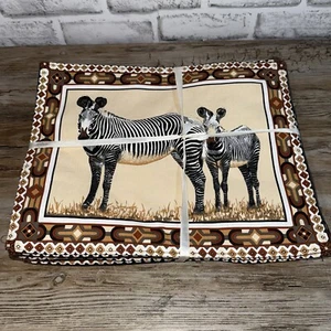 African Safari Cloth Place mats Set Of 6 Elephant Rhino Zebra Lion Buffalo NEW - Picture 1 of 10