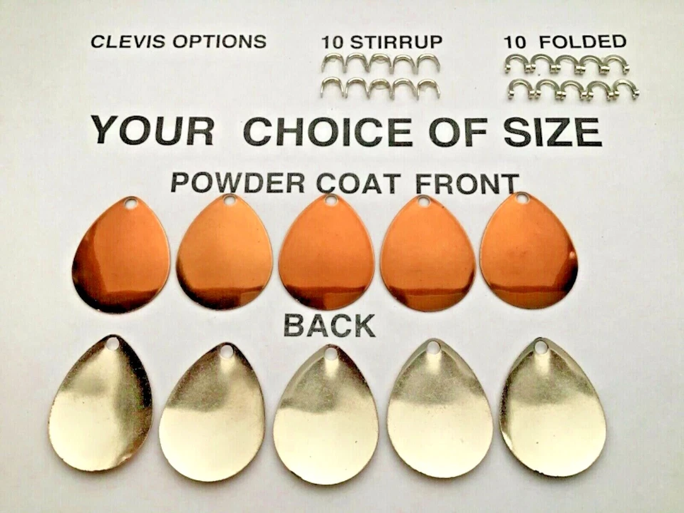 10 Colorado size #00 - 8 smooth CANDY COPPER SPINNER BLADES worm harness walleye - Image 1 of 1