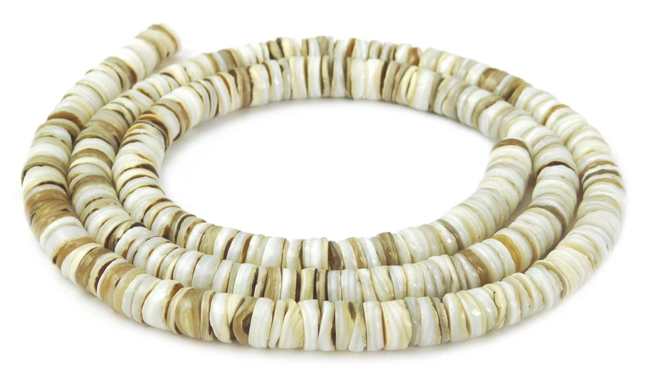 😏 Süßwasserperlmuschel Heishi Perlen dünne Scheiben 5 & 8 mm XL-Strang bead 😉 - Bild 1 von 1