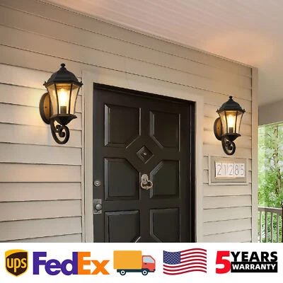 Paquete de 2 apliques de pared modernos de 20"" para exteriores de vidrio burbuja de anochecer a amanecer Foto 1 de 4