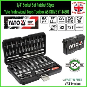 1/4 Zoll Steckschlüsselsatz Ratsche 56 Stck. Yato Profi Werkzeuge Werkzeugkiste AS-DRIVE YT-14501 - Bild 1 von 4