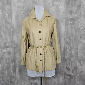 Camicetta manica lunga vintage anni 70 Lane Bryant alta negozio oro bottoni lurex davanti - Foto 1 di 7