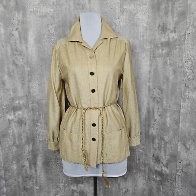 Blusa De Colección Años 70 Lane Bryant Tall Shop Oro Lurex Botón Delantero Manga Larga Foto 1 de 4