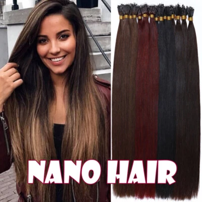 AAA+ Thick Russian Nano Ring Loop Micro Bead Tip Human Remy Hair Extensions 200g - image 1 of 4