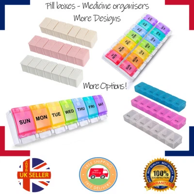 7 Days Weekly: Pill Box - LONG: Every Day Medicine Organiser / Dispenser Storage